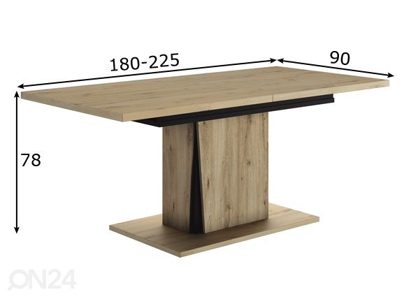 Pikendatav söögilaud Crack 180-225x90 cm mõõdud