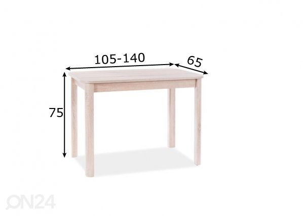Pikendatav söögilaud Danny 105/140x65 cm mõõdud