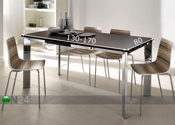 Pikendatav söögilaud Evo 80x130-170 cm mõõdud