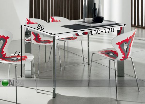 Pikendatav söögilaud Evo 80x130-170 cm mõõdud