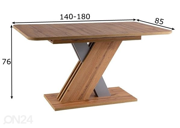 Pikendatav söögilaud Excellent 140-180x85 cm mõõdud