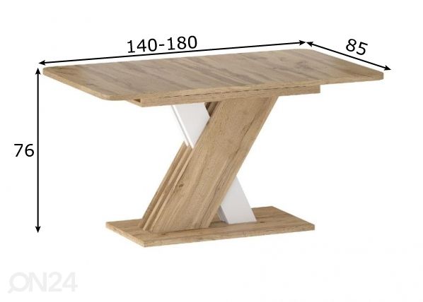 Pikendatav söögilaud Excellent 140-180x85 cm mõõdud