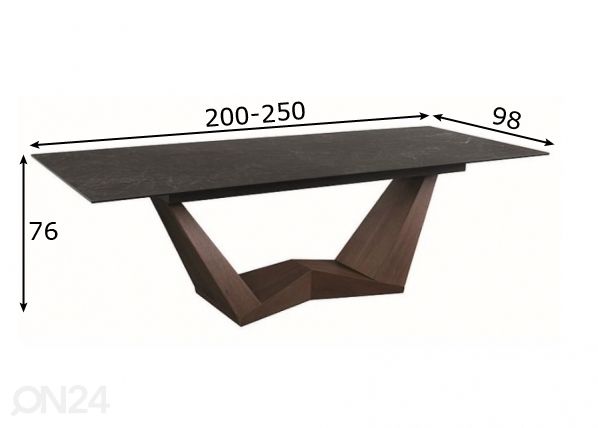Pikendatav söögilaud Ferruccio 200-250x98 cm mõõdud