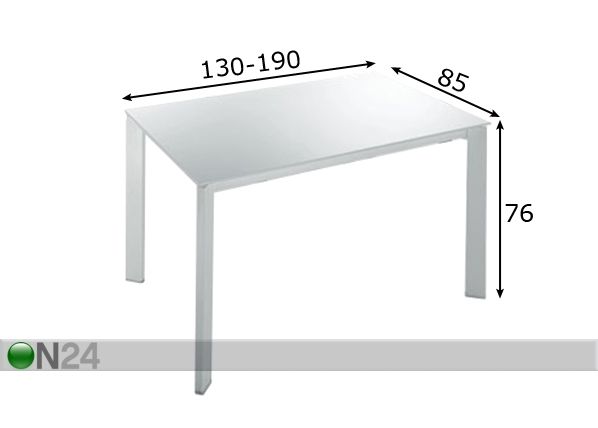 Pikendatav söögilaud Freedom 85x130-190 cm mõõdud