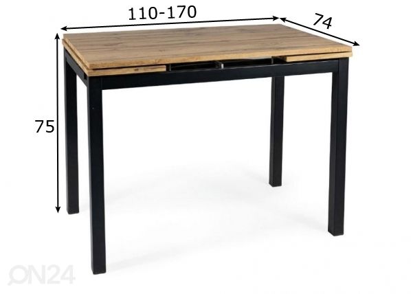 Pikendatav söögilaud Gdansk 110-170x74 cm mõõdud