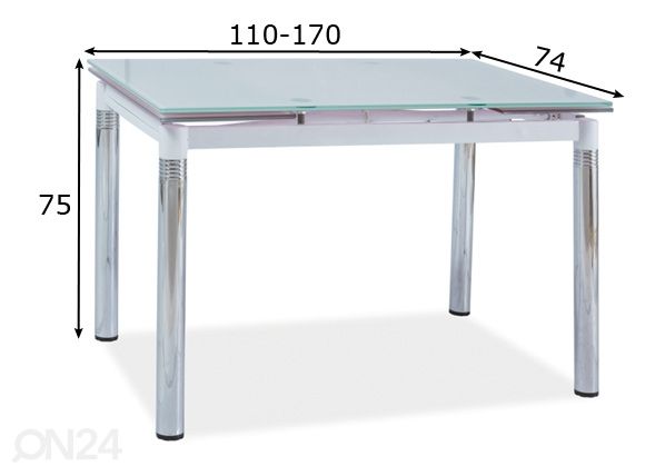 Pikendatav söögilaud Gdansk 74x110-170 cm mõõdud