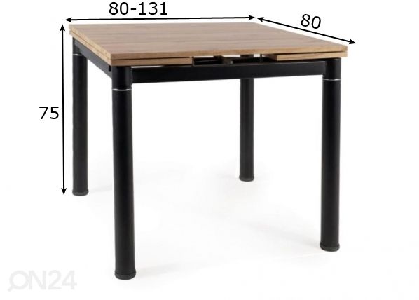 Pikendatav söögilaud Gdansk 80-131x80 cm mõõdud