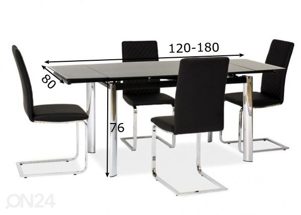 Pikendatav söögilaud Gdansk 80x120-180 cm mõõdud