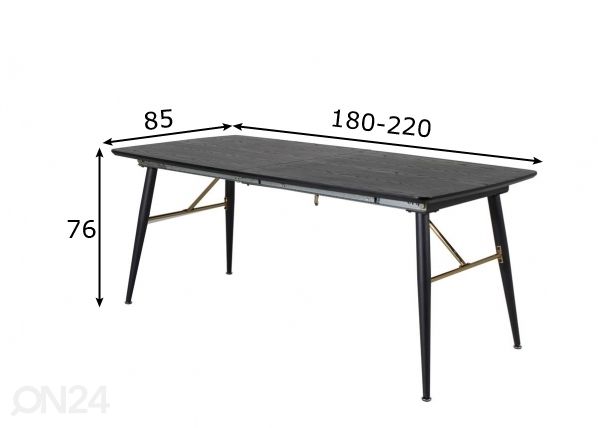 Pikendatav söögilaud Gold 180/220x85 cm mõõdud