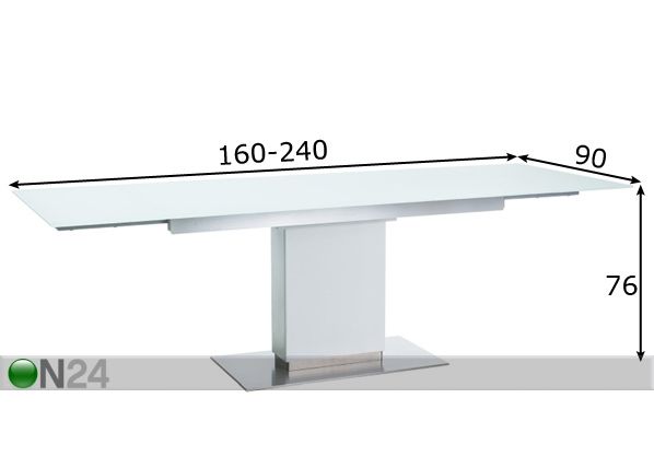 Pikendatav söögilaud Horizon 160-240x90 cm mõõdud