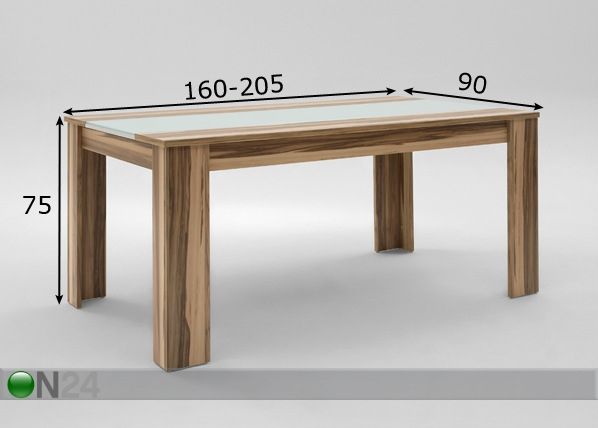 Pikendatav söögilaud Jasmin I 90x160-205 cm mõõdud