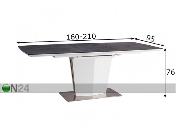 Pikendatav söögilaud Lazzio 160-210x95 cm mõõdud