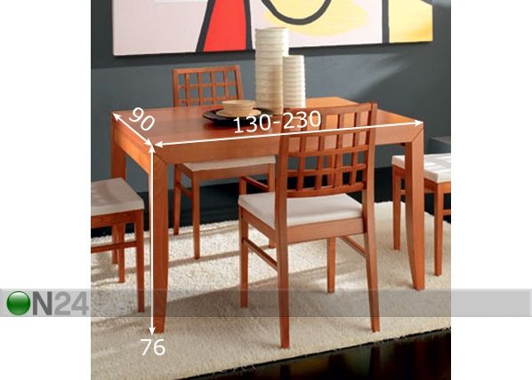 Pikendatav söögilaud London 90x130-230 cm mõõdud