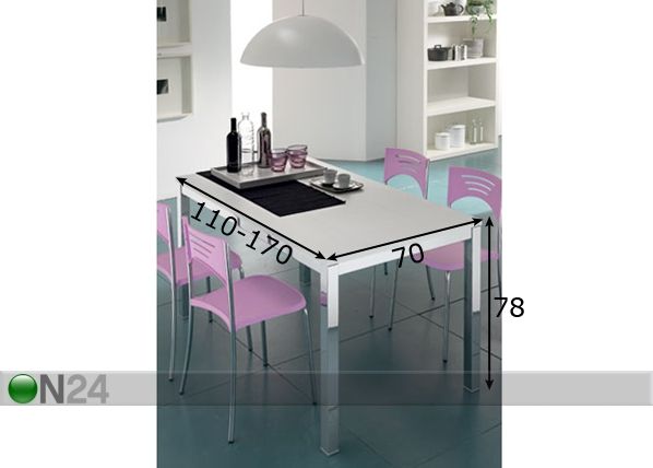 Pikendatav söögilaud Lotus 70x110-170 cm mõõdud