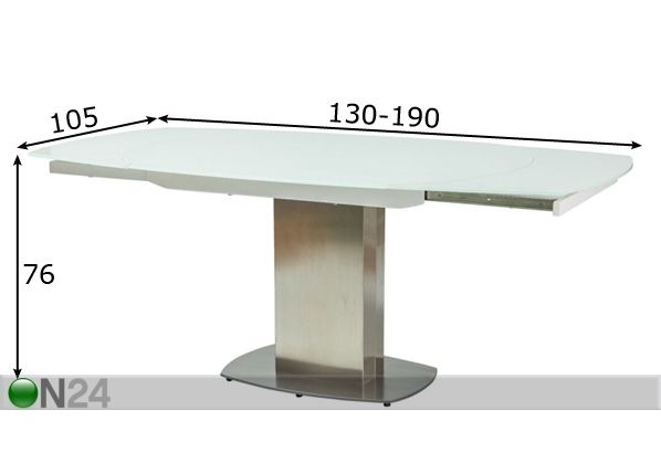 Pikendatav söögilaud Luciano 130-190x105 cm mõõdud