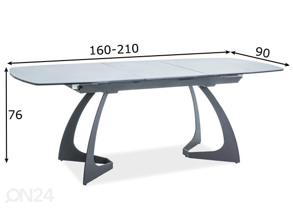 Pikendatav söögilaud Martinez 90x160-210 cm mõõdud