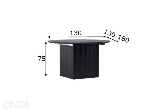 Pikendatav söögilaud Matilda 130/180x130 cm mõõdud