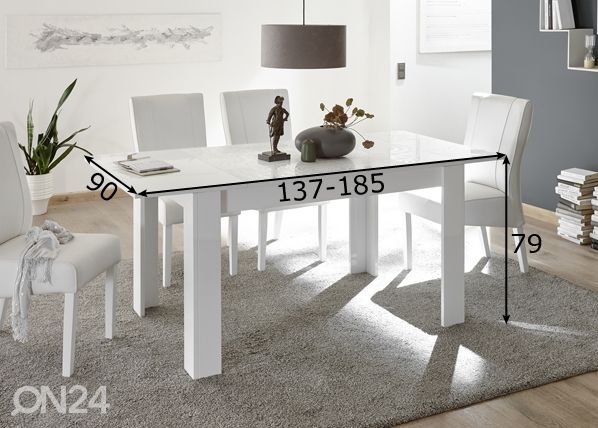 Pikendatav söögilaud Miro 137/185x90 cm mõõdud