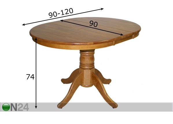 Pikendatav söögilaud Mix & Match 90x90+30 cm mõõdud