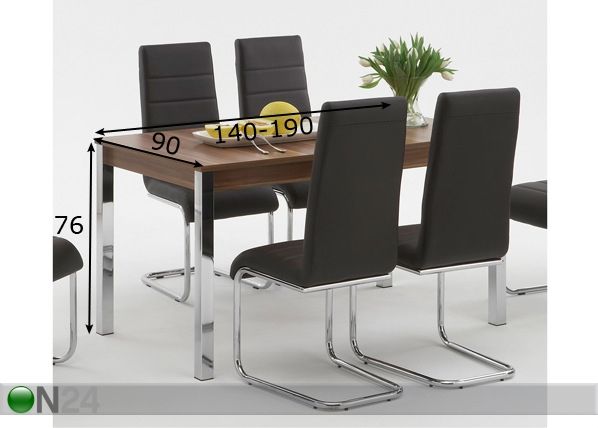 Pikendatav söögilaud Monika 90x140+50 cm mõõdud