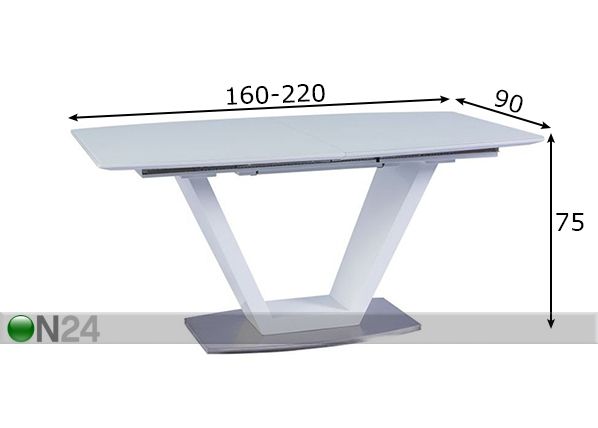 Pikendatav söögilaud Morano 90x160-220 cm mõõdud