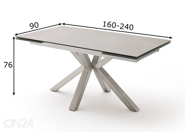 Pikendatav söögilaud Nagano 160-240x90 cm mõõdud