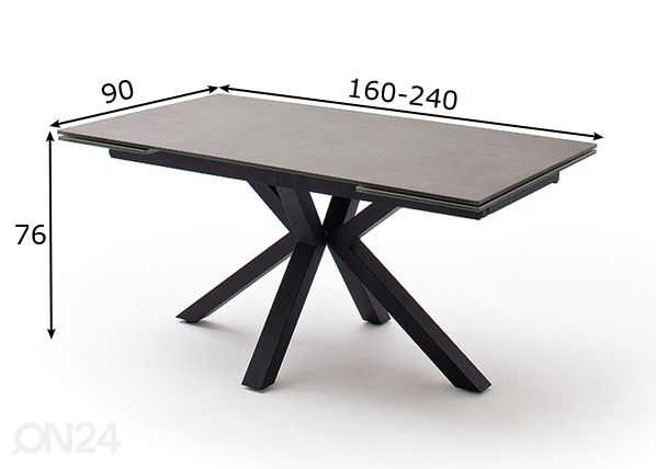 Pikendatav söögilaud Nagano 160-240x90 cm mõõdud