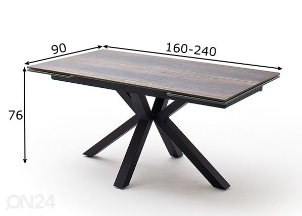 Pikendatav söögilaud Nagano 160-240x90 cm mõõdud