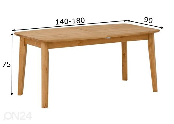 Pikendatav söögilaud Palermo 140-180x90 cm mõõdud