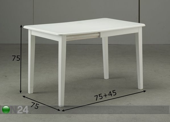 Pikendatav söögilaud Piamonte 75x75+45 cm mõõdud