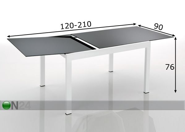 Pikendatav söögilaud Planet 90x120-210 cm mõõdud