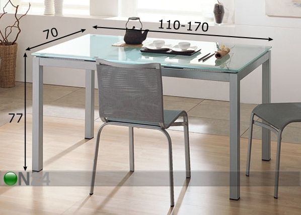 Pikendatav söögilaud Rigo 70x110-170 cm mõõdud