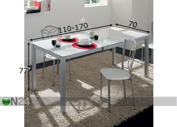 Pikendatav söögilaud Rigo 70x110-170 cm mõõdud