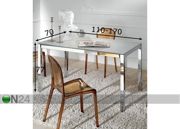 Pikendatav söögilaud Rigo 70x110-170 cm mõõdud