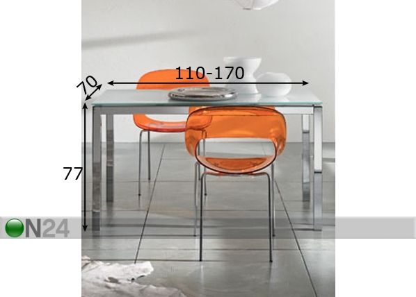 Pikendatav söögilaud Rigo 70x110-170 cm mõõdud