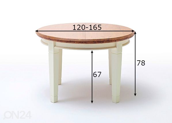 Pikendatav söögilaud Scandic Home Ø 120-165 cm mõõdud