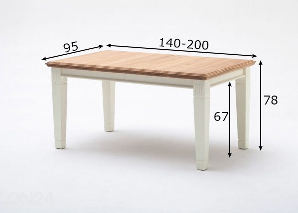 Pikendatav söögilaud Scandic Home 95x140-200 cm mõõdud