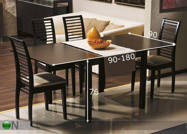 Pikendatav söögilaud Vento 90x90-180 cm mõõdud