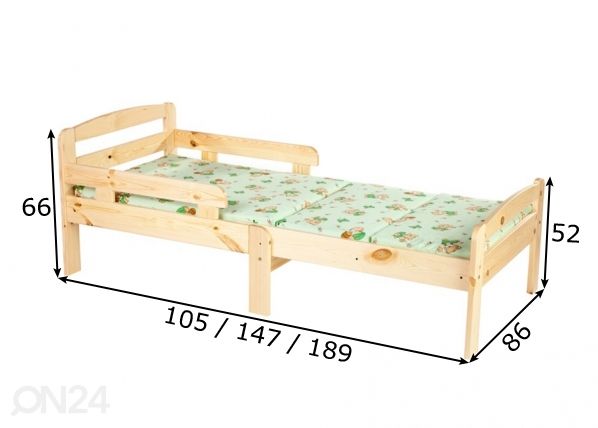 Pikendatav voodi Kiku 75x100+42+42 cm mõõdud