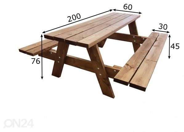 Piknikulaud 200 cm mõõdud