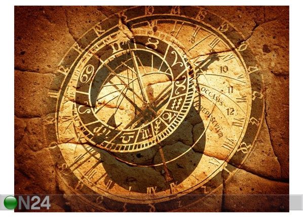 Pilt Antique Astronomical Clock on a Rugged Plaster 93x70 cm