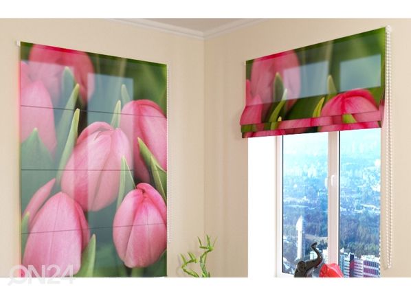 Poolläbipaistev Rooma kardin April tulips 60x60 cm