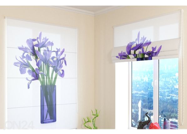 Poolläbipaistev Rooma kardin Bouquet of irises 60x60 cm