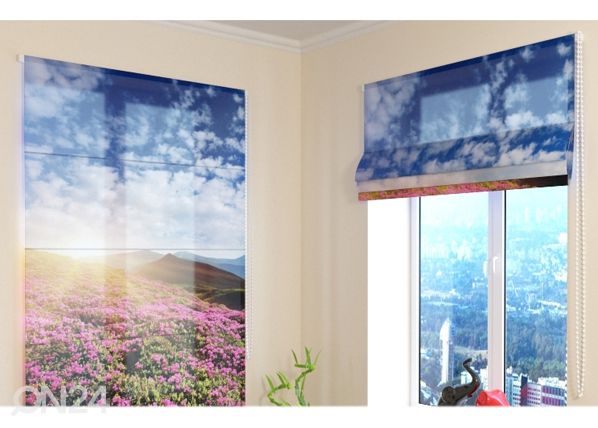 Poolläbipaistev Rooma kardin Flowers and mountains 2 60x60 cm