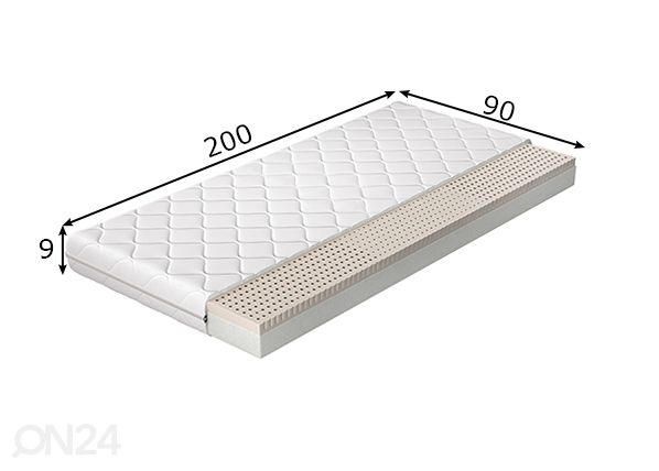 Poroloonmadrats Moska 90x200 cm mõõdud