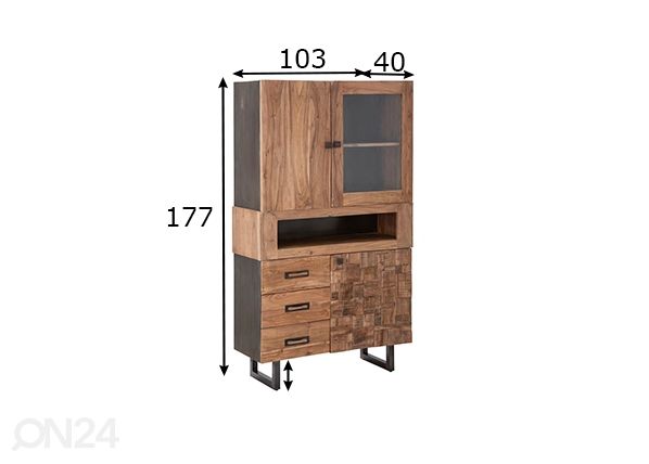 Puhvetkapp Industrial, akaatsia mõõdud