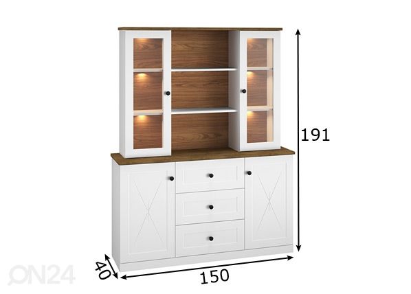 Puhvetkapp Lille 150 cm mõõdud