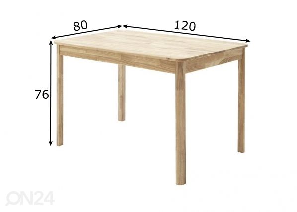 Puidust Söögilaud Oskar 120x80 cm mõõdud