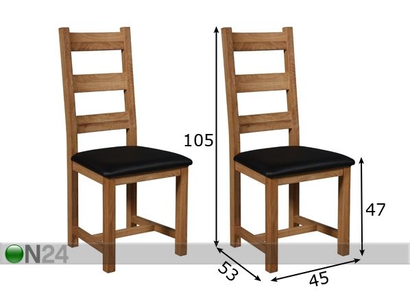 Puidust toolid Ladder Back, 2 tk mõõdud