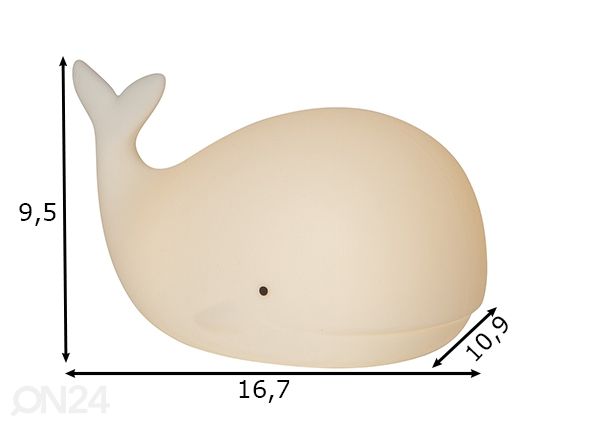Puutetundlik öölamp Whale mõõdud
